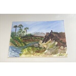 original water  painting Of Morro Bay California signed.